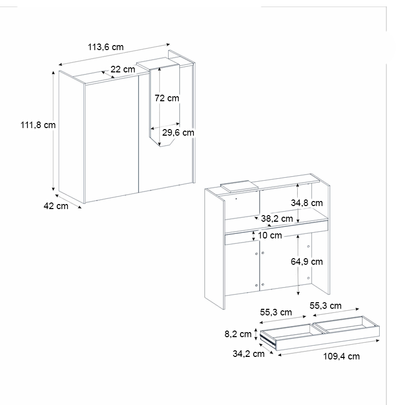 Γραφείο υποδοχής - reception Navita Megapap με LED χρώμα sepet oak - ανθρακί 113,6x42x111,8εκ.