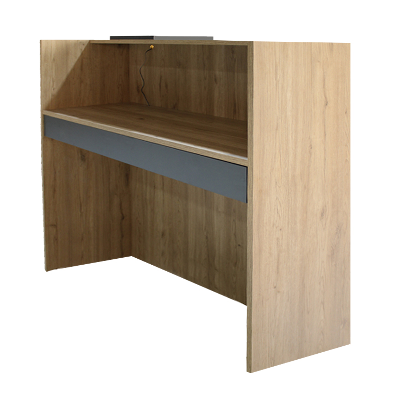 Γραφείο υποδοχής - reception Navita Megapap με LED χρώμα sepet oak - ανθρακί 113,6x42x111,8εκ.