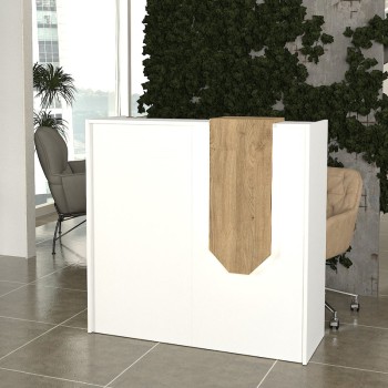 Γραφείο υποδοχής - reception Navita Megapap με LED χρώμα λευκό - sepet oak 113,6x42x111,8εκ.