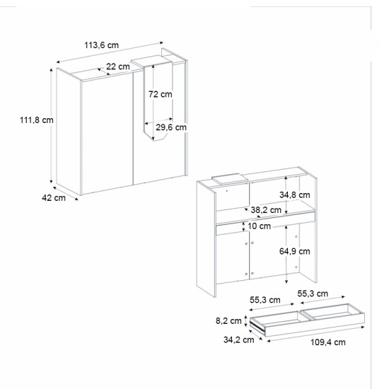 Γραφείο υποδοχής - reception Navita Megapap με LED χρώμα λευκό - sepet oak 113,6x42x111,8εκ.