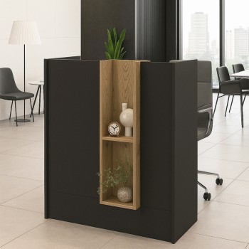 Γραφείο υποδοχής - reception Bonveno Megapap χρώμα ανθρακί - sepet oak 90x43,2x110εκ.