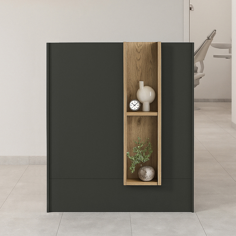 Γραφείο υποδοχής - reception Bonveno Megapap χρώμα ανθρακί - sepet oak 90x43,2x110εκ.