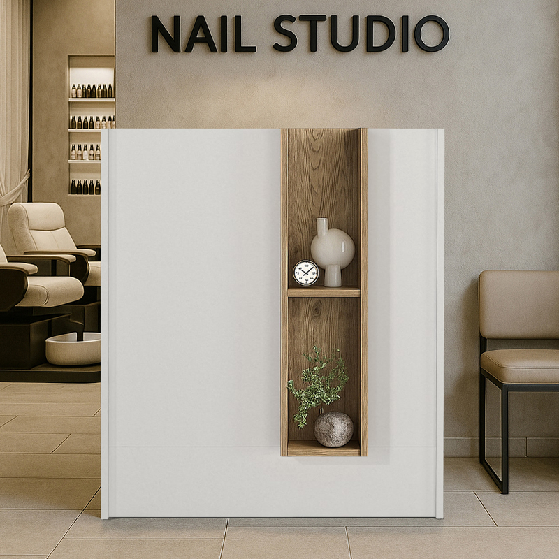 Γραφείο υποδοχής - reception Bonveno Megapap χρώμα λευκό - sepet oak 90x43,2x110εκ.