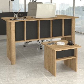 Τραπεζάκι σαλονιού - γραφείου Nika Megapap χρώμα sepet oak - ανθρακί 45x45x40εκ.