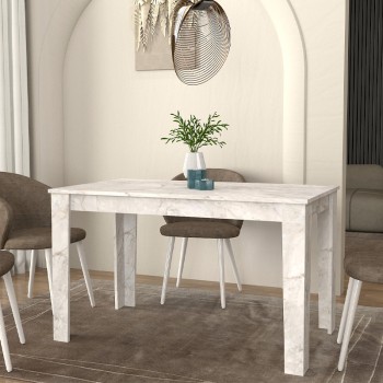 Τραπέζι Darlen Megapap χρώμα λευκό εφέ μαρμάρου 125x72x74εκ.