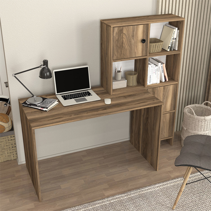 Γραφείο εργασίας Lesya Megapap αναστρέψιμο χρώμα καρυδί 159,2x59,6x141,2εκ.