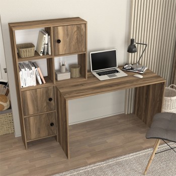 Γραφείο εργασίας Lesya Megapap αναστρέψιμο χρώμα καρυδί 159,2x59,6x141,2εκ.