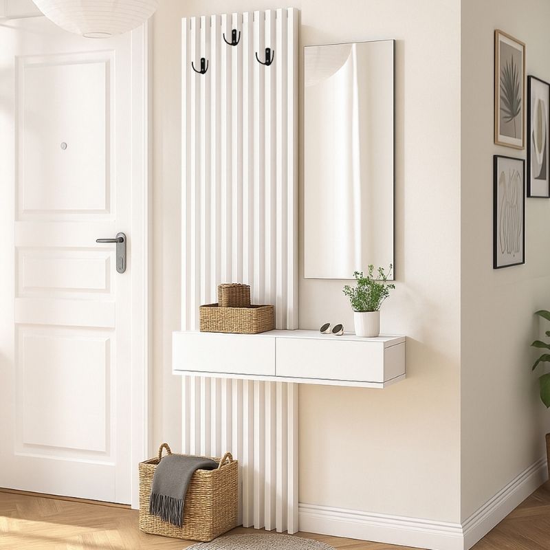 Έπιπλο εισόδου Elois Megapap χρώμα λευκό 96,6x26,8x195,5εκ.