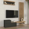 Σύνθεση τηλεόρασης Dumont Megapap χρώμα ανθρακί - sepet oak 180x36,8x200εκ.