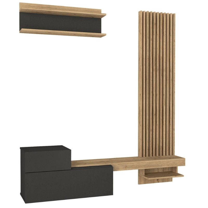 Σύνθεση τηλεόρασης Dumont Megapap χρώμα ανθρακί - sepet oak 180x36,8x200εκ.