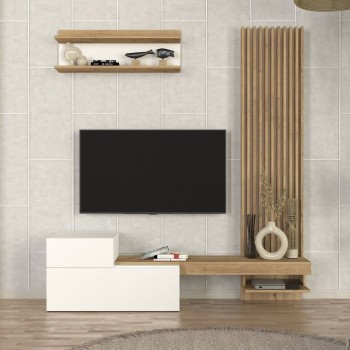 Σύνθεση τηλεόρασης Dumont Megapap χρώμα λευκό - sepet oak 180x36,8x200εκ.
