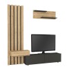 Σύνθεση τηλεόρασης Rosaline Megapap χρώμα ανθρακί - sepet oak 183x31,3x196,9εκ.