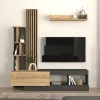 Σύνθεση τηλεόρασης Vermont Megapap χρώμα ανθρακί - sepet oak 180x40x193,8εκ.
