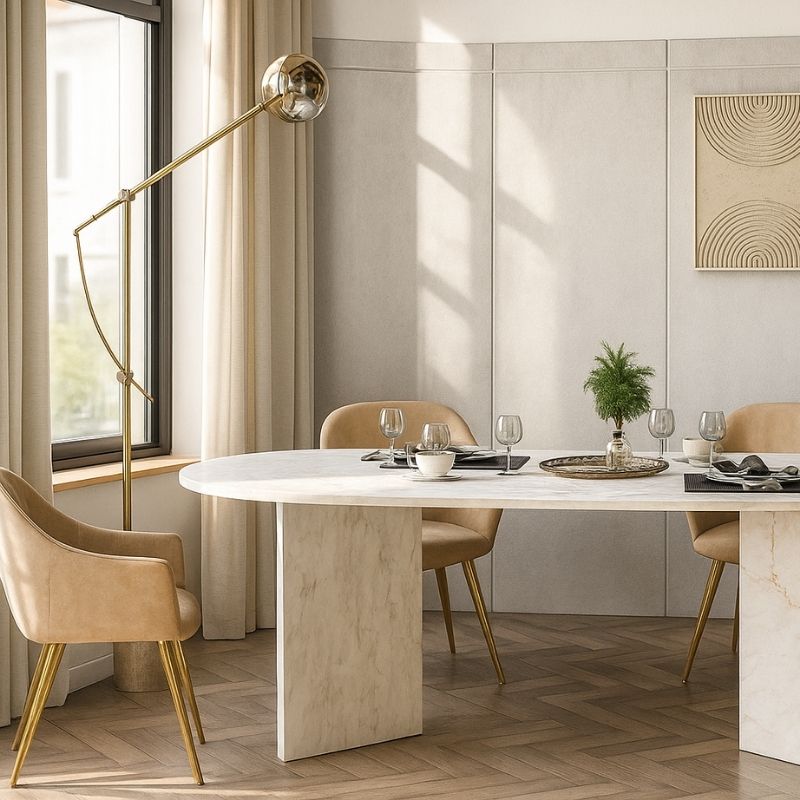 Τραπέζι Cortado Megapap χρώμα λευκό εφέ μαρμάρου 200x90x74εκ.