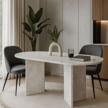 Τραπέζι Cortado Megapap χρώμα λευκό εφέ μαρμάρου 138x80x75εκ.