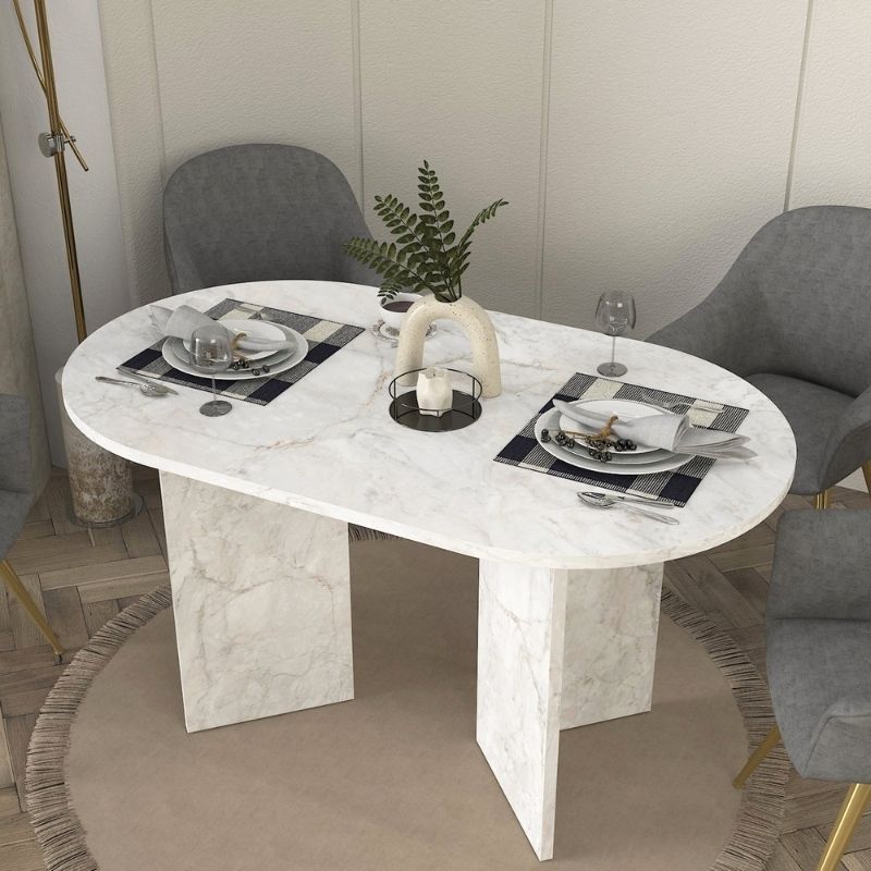 Τραπέζι Cortado Megapap χρώμα λευκό εφέ μαρμάρου 138x80x75εκ.