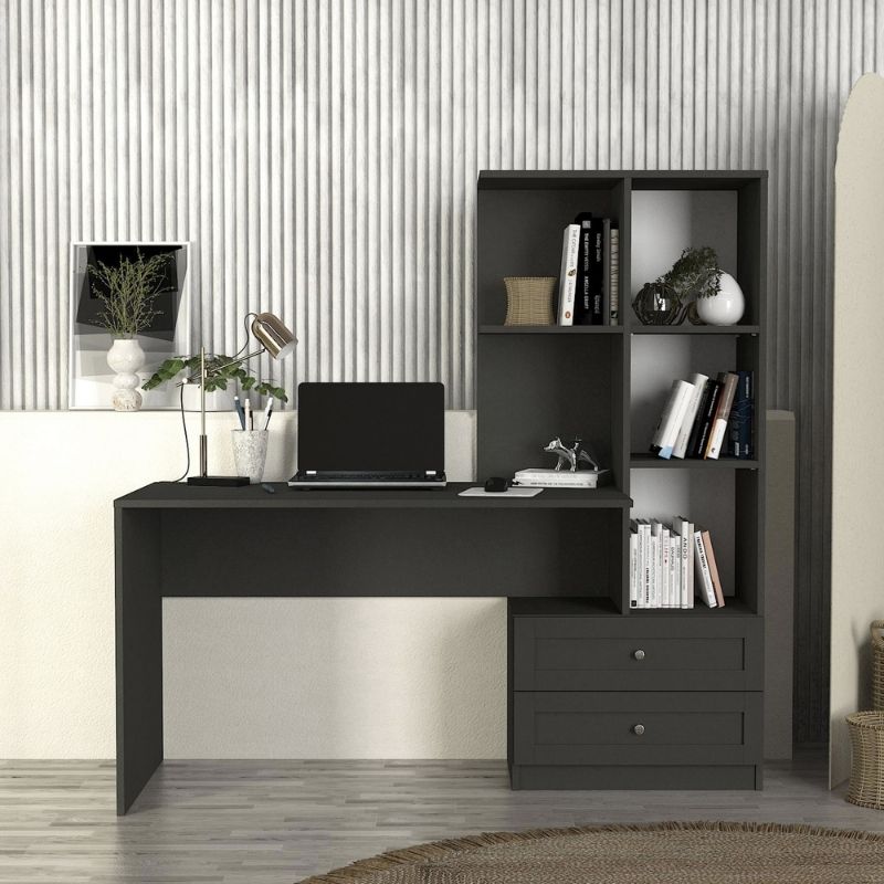 Γραφείο εργασίας Mantra Megapap χρώμα ανθρακί 150x60x152εκ.