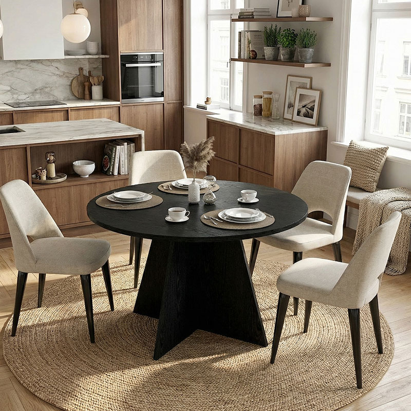 Τραπέζι Tailor Megapap χρώμα sencron black Ø120x75,7εκ.