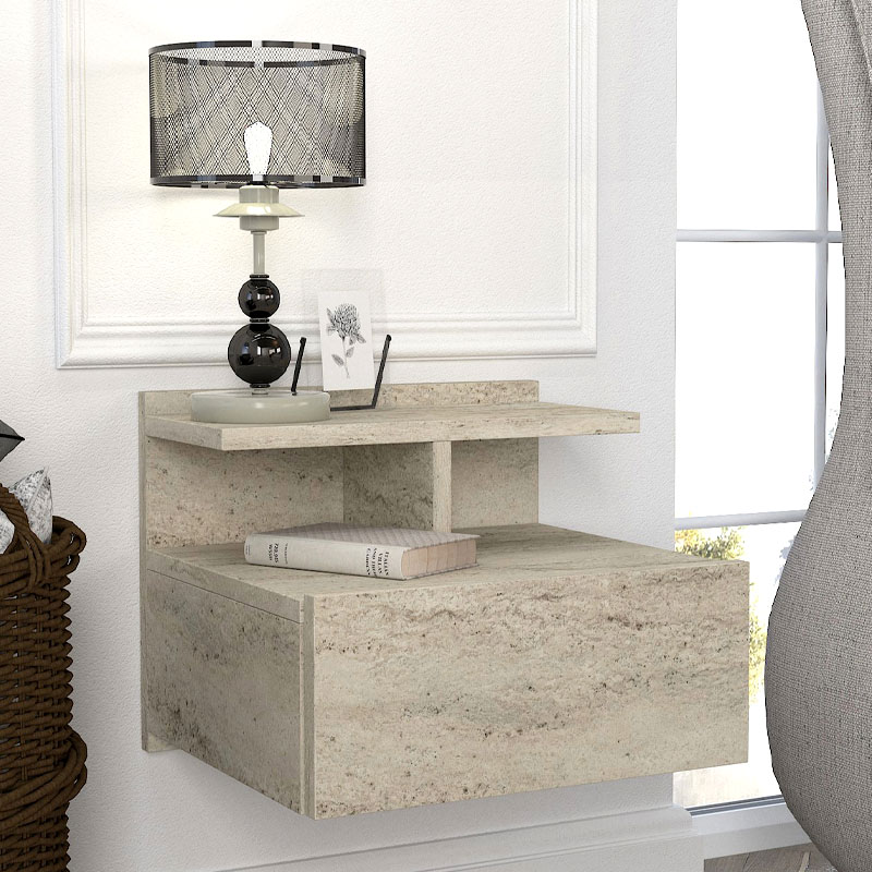 Κομοδίνο επιτοίχιο Mislina Megapap χρώμα travertine 40x33,2x32εκ.