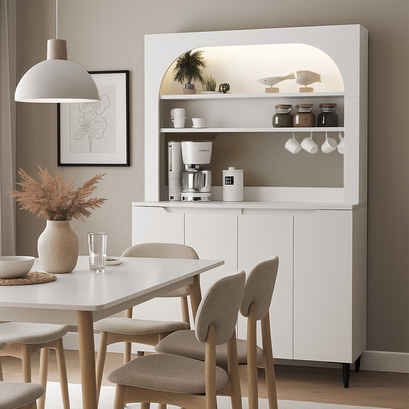 Έπιπλο κουζίνας με LED Melinta 4 Megapap χρώμα λευκό 120x40x181,8εκ.