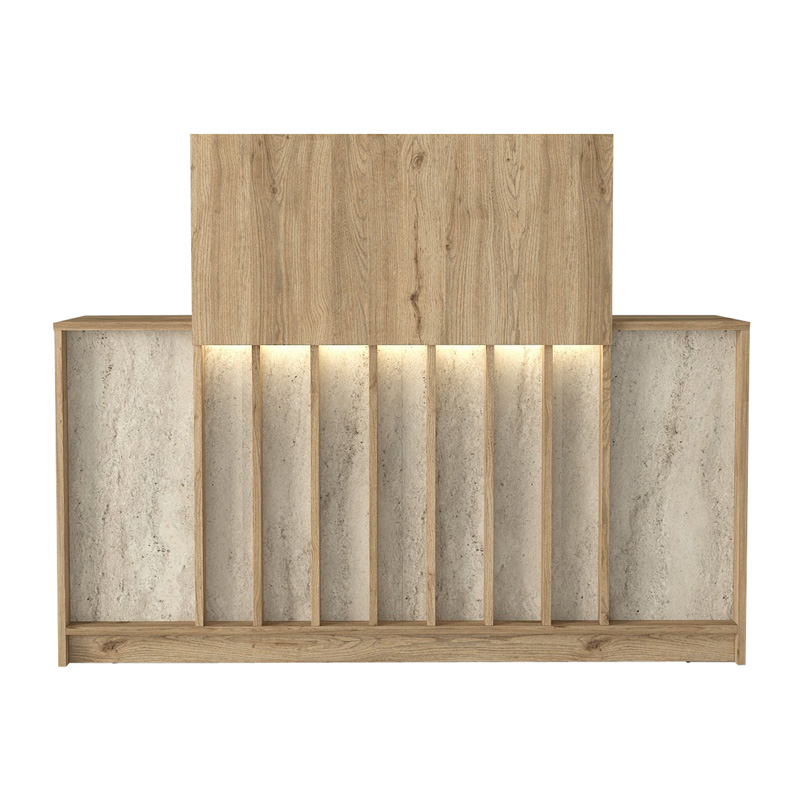 Γραφείο υποδοχής - reception Davis Megapap με LED χρώμα sepet oak - travertine 150x41,8x115εκ.