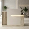 Γραφείο υποδοχής - reception Dayana Megapap με LED χρώμα travertine - sandstone 150x85,2x120εκ.