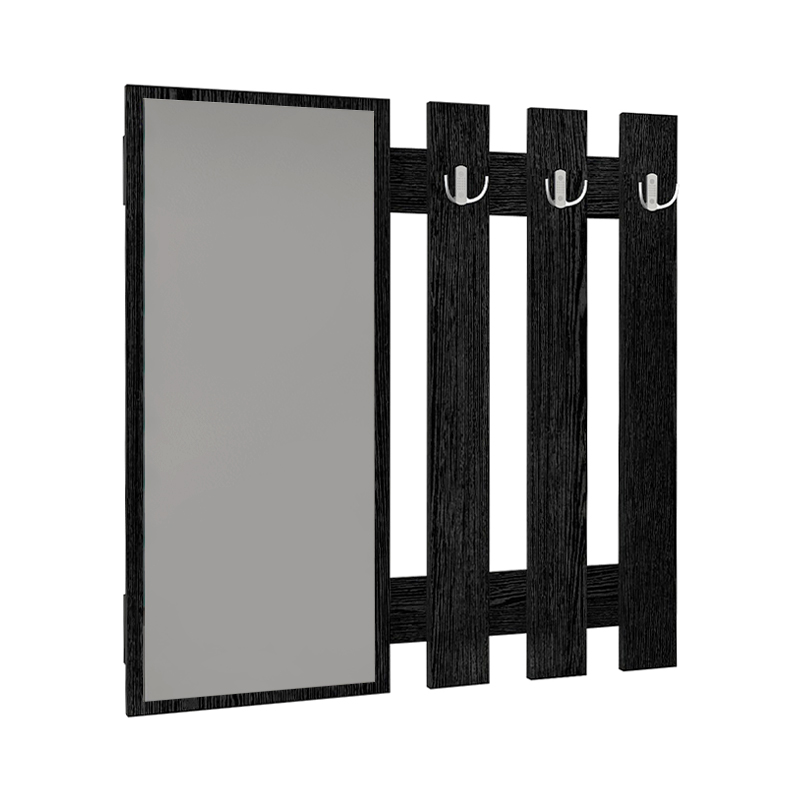Κρεμάστρα τοίχου με καθρέπτη Folin Megapap χρώμα sencron black 90x4x90εκ.