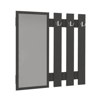 Κρεμάστρα τοίχου με καθρέπτη Folin Megapap χρώμα ανθρακί 90x4x90εκ.