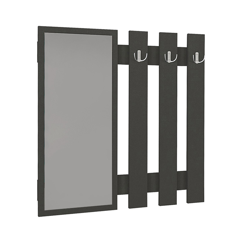 Κρεμάστρα τοίχου με καθρέπτη Folin Megapap χρώμα ανθρακί 90x4x90εκ.