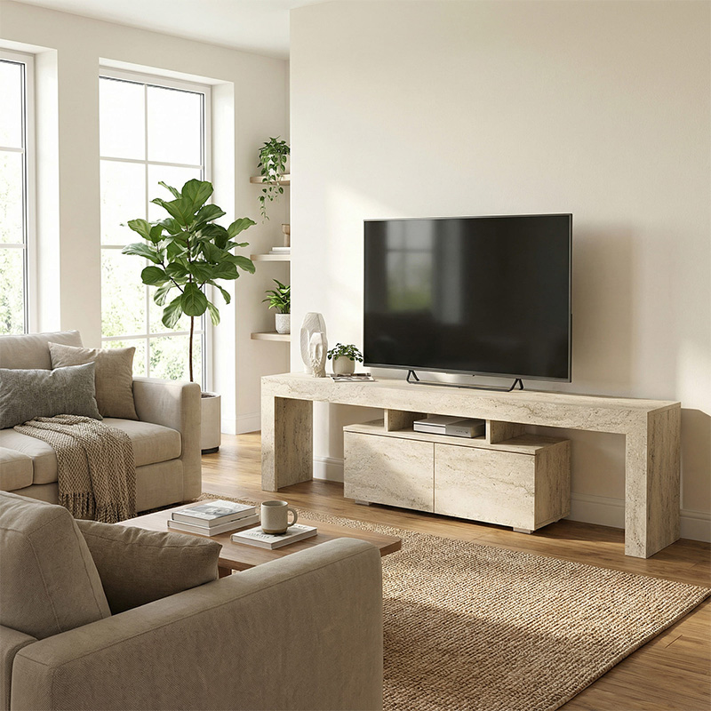 Έπιπλο τηλεόρασης Woodra Megapap χρώμα travertine 180x31,3x50,2εκ.