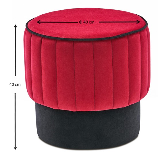 Σκαμπώ Rose Megapap βελούδινο χρώμα κόκκινο 40x40x40εκ. Σκαμπώ Rose Megapap βελούδινο χρώμα κόκκινο 40x40x40εκ.