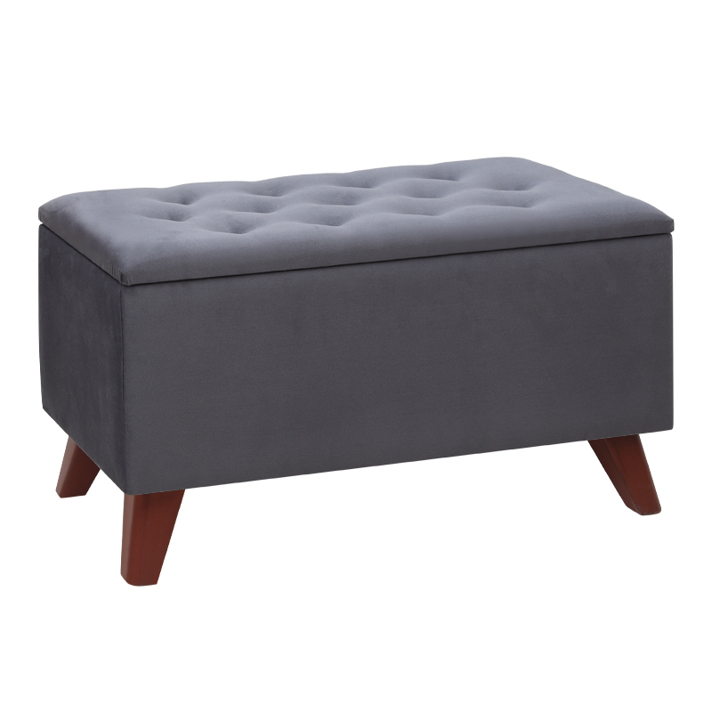 Σκαμπώ - Ταμπουρέ Lotus Megapap βελούδινο χρώμα ανθρακί 90x40x50εκ.