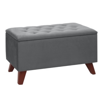 Σκαμπώ - Ταμπουρέ Lotus Megapap βελούδινο χρώμα γκρι 90x40x50εκ.