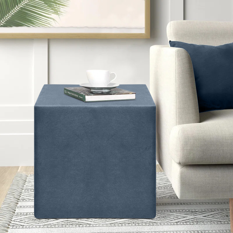 Σκαμπώ April Megapap βελούδινο χρώμα ανθρακί 40x40x40εκ.