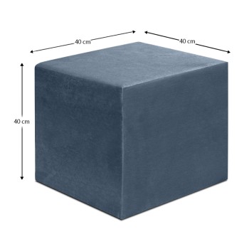 Σκαμπώ April Megapap βελούδινο χρώμα ανθρακί 40x40x40εκ.