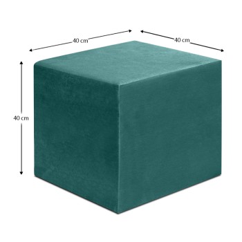 Σκαμπώ April Megapap βελούδινο χρώμα κυπαρισσί 40x40x40εκ.