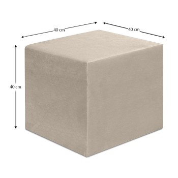 Σκαμπώ April Megapap βελούδινο χρώμα μπεζ 40x40x40εκ.