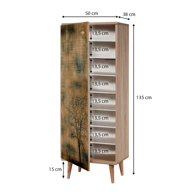 Παπουτσοθήκη - ντουλάπι Soho Megapap χρώμα sonoma 50x38x135εκ.