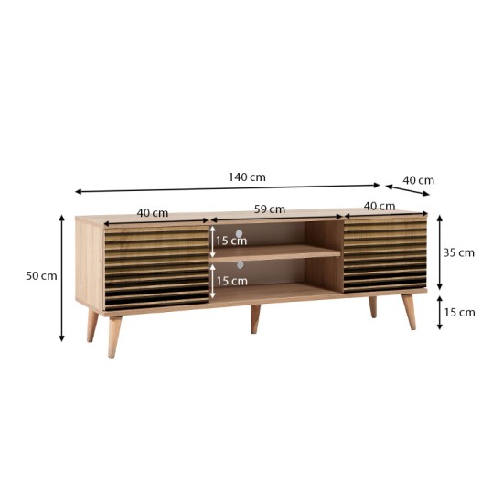 Έπιπλο τηλεόρασης Soho Megapap από μελαμίνη χρώμα sonoma 140x40x50 εκ. Έπιπλο τηλεόρασης Soho Megapap από μελαμίνη χρώμα sonoma 140x40x50 εκ.