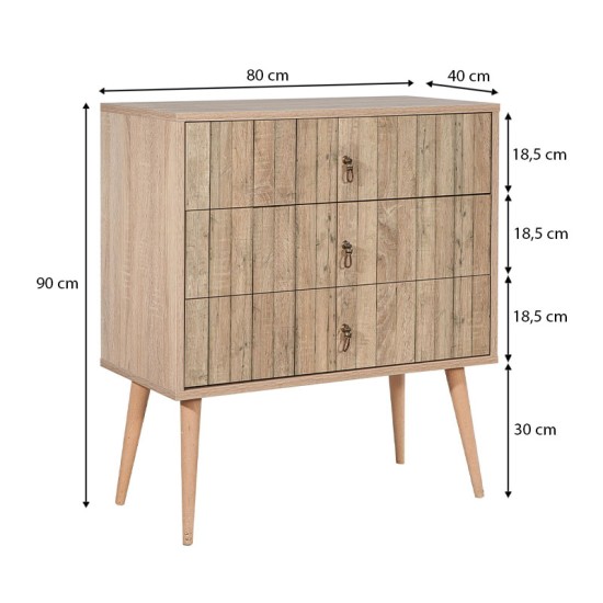 Συρταρτιέρα Soho Megapap από μελαμίνη χρώμα sonoma 80x40x90εκ. Συρταρτιέρα Soho Megapap από μελαμίνη χρώμα sonoma 80x40x90εκ.