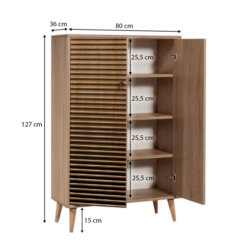 Παπουτσοθήκη - ντουλάπι Soho Megapap χρώμα sonoma 80x36x127εκ.
