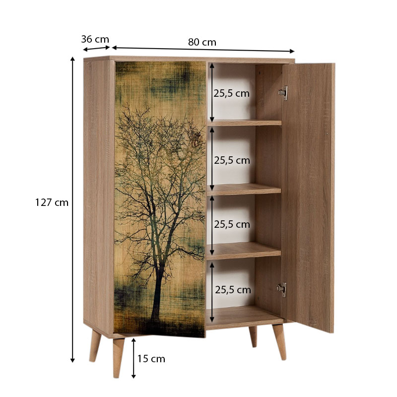 Παπουτσοθήκη - ντουλάπι Soho Megapap χρώμα sonoma 80x36x127εκ.