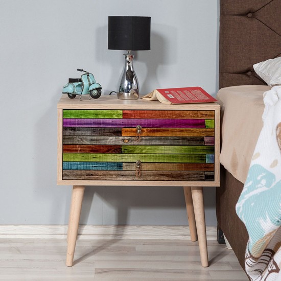 Κομοδίνο Soho Megapap από μελαμίνη χρώμα sonoma 60x40x61εκ. Κομοδίνο Soho Megapap από μελαμίνη χρώμα sonoma 60x40x61εκ.