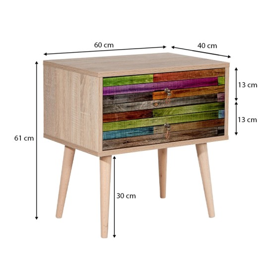 Κομοδίνο Soho Megapap από μελαμίνη χρώμα sonoma 60x40x61εκ. Κομοδίνο Soho Megapap από μελαμίνη χρώμα sonoma 60x40x61εκ.