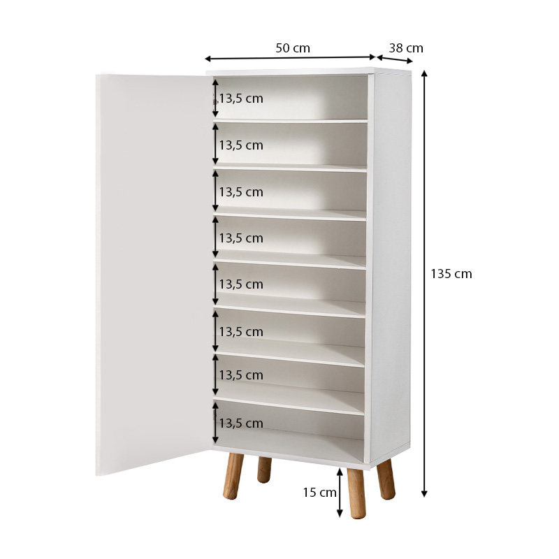 Ντουλάπι κουζίνας/μπάνιου - Παπουτσοθήκη Assiri Megapap χρώμα λευκό 50x38x135εκ.