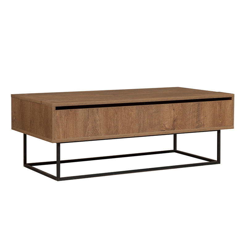 Τραπεζάκι σαλονιού Amedeo Megapap με σερβιτόρο χρώμα καρυδί 120x60x43εκ.