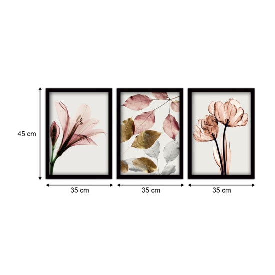 Πίνακας Pink Flowers Megapap 3 τμχ. σε πλαίσιο 35x45x2εκ. Πίνακας Pink Flowers Megapap 3 τμχ. σε πλαίσιο 35x45x2εκ.