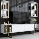 Σύνθεση τηλεόρασης Goldline Megapap χρώμα λευκό - χρυσό 180x30x48εκ. Σύνθεση τηλεόρασης Goldline Megapap χρώμα λευκό - χρυσό 180x30x48εκ.