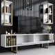 Σύνθεση τηλεόρασης Goldline Megapap χρώμα λευκό - χρυσό 180x30x48εκ. Σύνθεση τηλεόρασης Goldline Megapap χρώμα λευκό - χρυσό 180x30x48εκ.