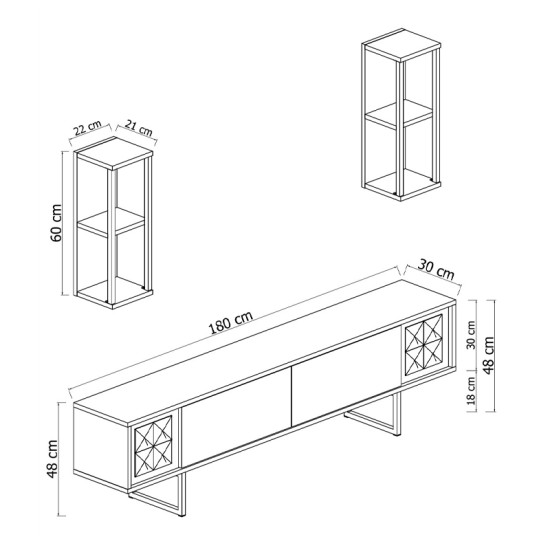 Σύνθεση τηλεόρασης Goldline Megapap χρώμα λευκό - χρυσό 180x30x48εκ. Σύνθεση τηλεόρασης Goldline Megapap χρώμα λευκό - χρυσό 180x30x48εκ.